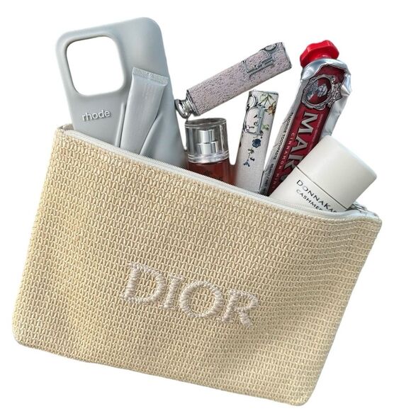 Dior Handbags - Dior Beauty Raffia Zip Top Pouch